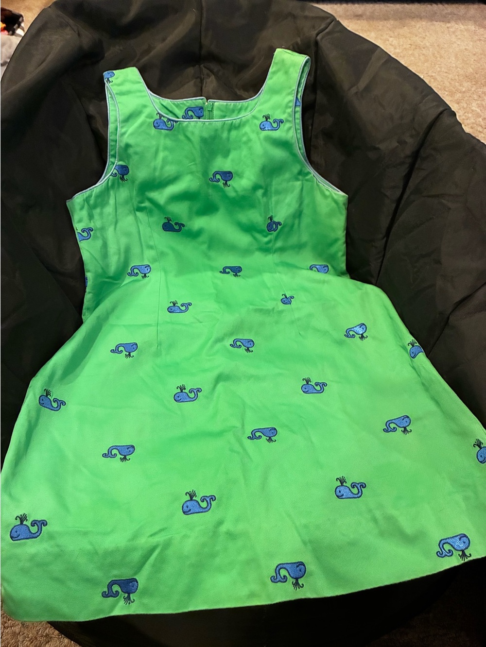 Lilly Pulitzer Green Dress with Light Blue Trim and blue whales